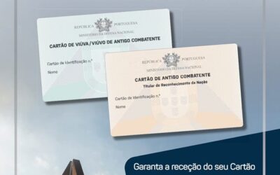 Flyer informativo sobre o Cartão de Antigo Combatente e Cartão de Viúva(o) de Antigo Combatente