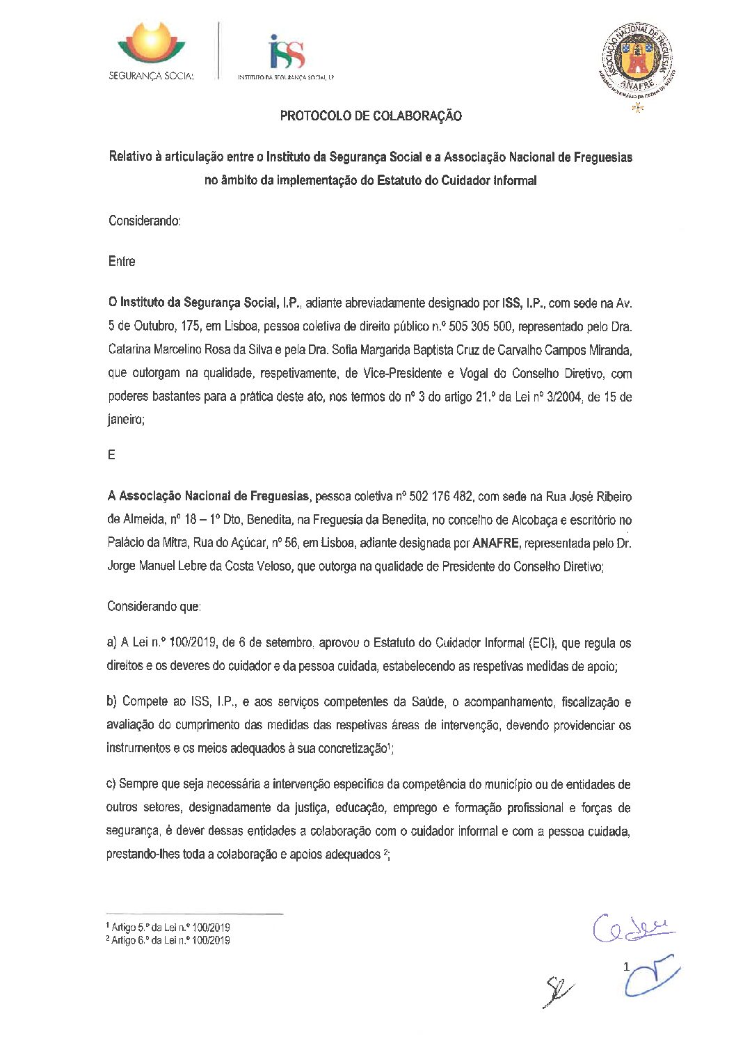 Protocolo de Colaboração_ISS e ANAFRE_Estatuto do Cuidador Informal_1jul2022