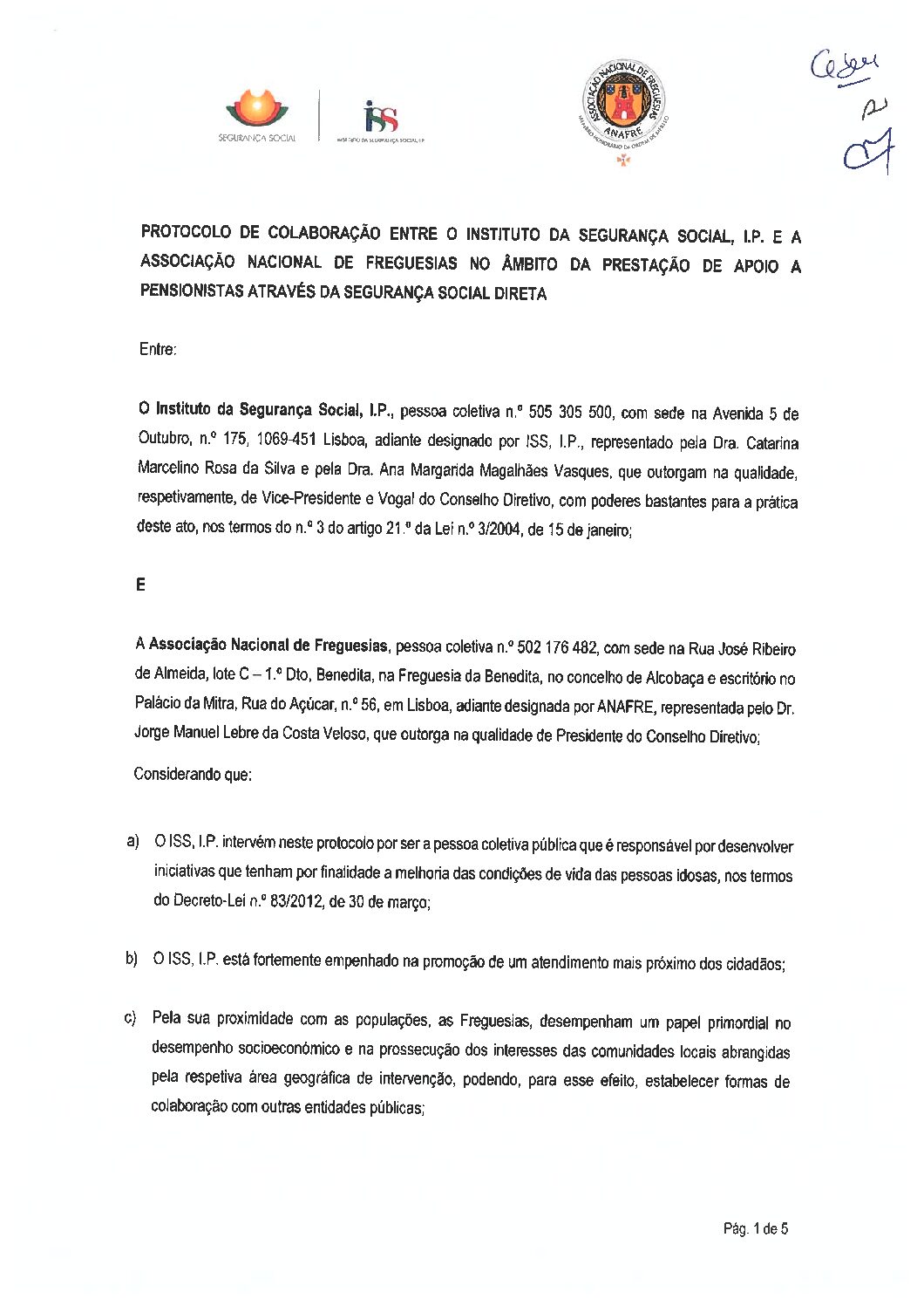 Protocolo de Colaboração ISS e ANAFRE – Prestação de Apoio a Pensionistas através da Segurança Social Direta