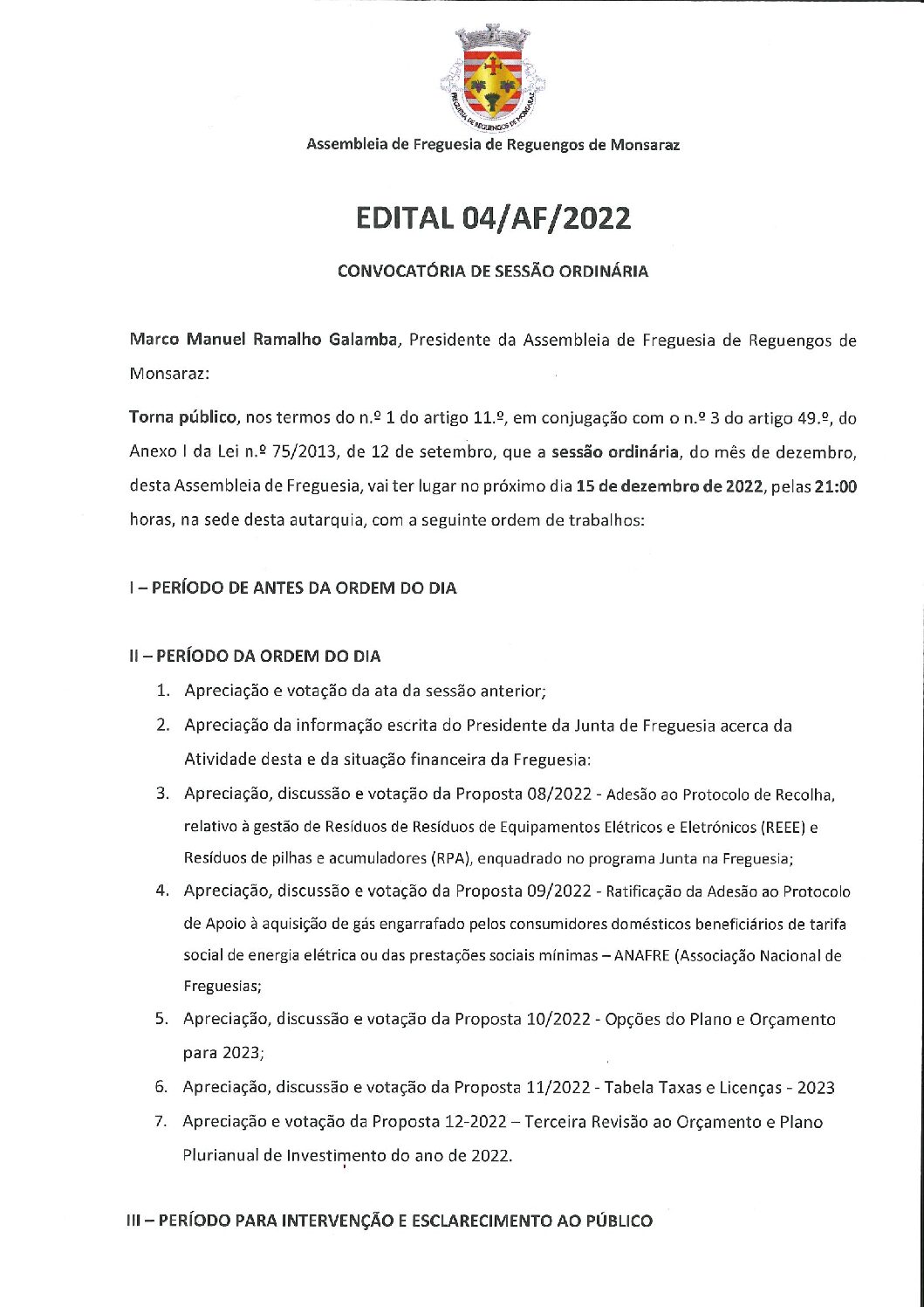 Edital 04 Assembleia de Freguesia 2022